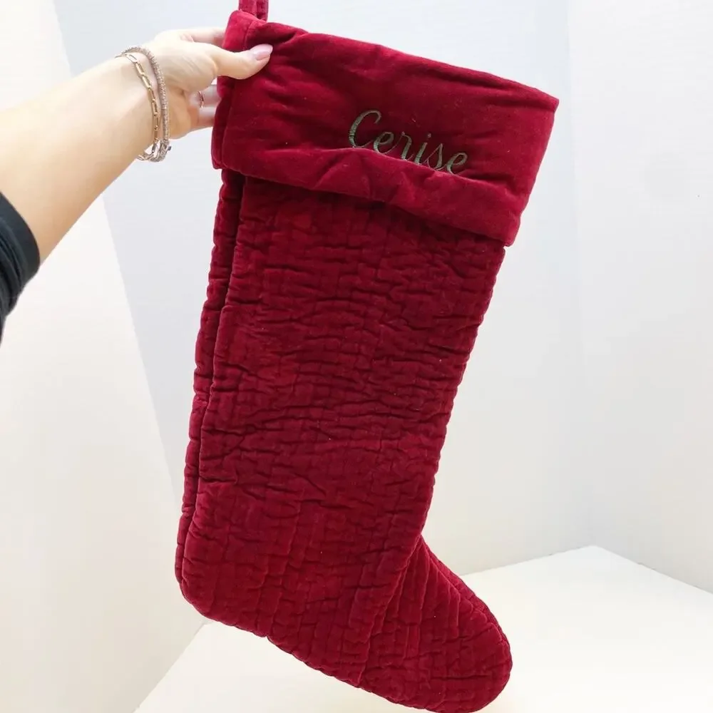 Pottery Barn Red Velvet Large Soft Stocking Personalized Cerise NWT